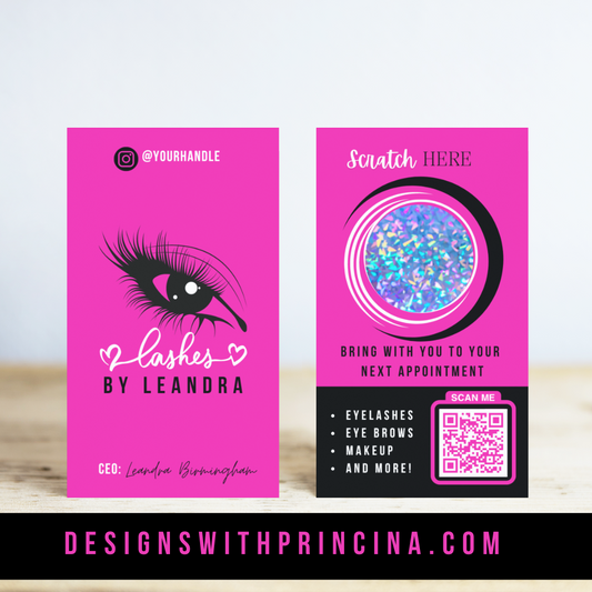 Double Sided Business Cards | Glossy | Standard US Size 3.5 x 2 Inches | Lashes by Leandra Theme Design