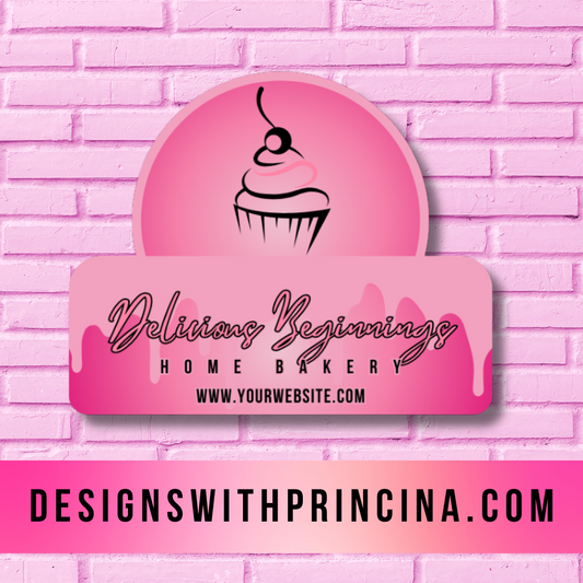 Glossy Die Cut Sticker | Delicious Beginnings Home Bakery Theme Design