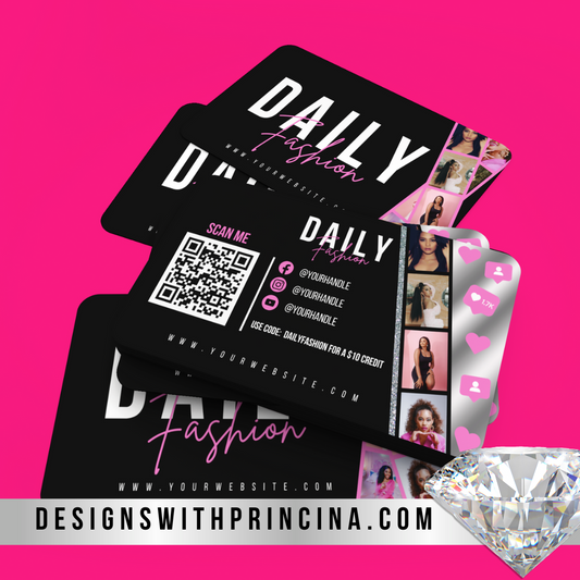 Double Sided Business Cards | Glossy | Standard US Size 3.5 x 2 Inches | Daily Fashion Theme Design